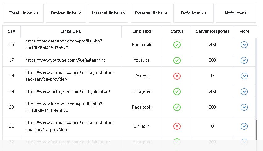 Broken link check